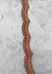 Cinta Decorativa Elegante de Organza con Borde de Encaje, Perlas y Lentejuelas, Estilo Indio, para Novias, Cinco Pulgadas, Bordada, para Coser Prendas - Product Image 2