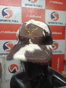 Gorra de Béisbol de Pelo de Vaca con Bordado 3D de Toro Dorado, Marrón y Blanco, Unisex, Ajustable, de 7 Paneles, Estilo Vintage, Casual, Transpirable - Product Image 1