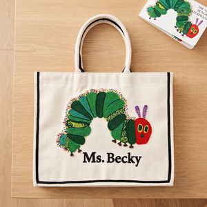 Bolsa de Lona Bordada con la Caricatura del Gusanito Muy Hambriento, Personalizada con el Diseño de la Sra. Becky, a la Moda, para Todas las Temporadas - Product Image 1
