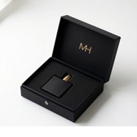 Boîte cadeau de parfum haut de gamme écologique à fermeture magnétique avec logo MH en feuille d'or |   Boîte rigide personnalisée avec insert en mousse EVA pour flacon de parfum |