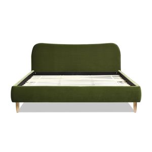 Letto King Size con Testiera Curva in Stile Romano, Rivestito in Velluto Verde Oliva di Alta Qualità, con Elegante Imbottitura - Product Image 4