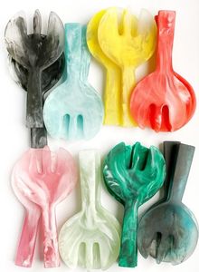 Juego de Cucharas para Ensalada de Resina Personalizadas al por Mayor, Diseño Moderno, Construcción Resistente y Duradera, Patrón de Remolino de Color Único, para Hoteles - Product Image 3