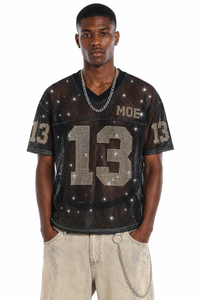 Premium Rhinestone See Through Top American Football Jersey Transparent Mesh <b>Tshirt</b> Unisex Customised Casualwear Lightweight - Product Image 4