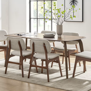 Juego de Comedor Moderno de Mediados de Siglo, 6 Piezas, Mesa de Madera, Sillas con Respaldo Sólido, Muebles Duraderos para el Hogar - Product Image 2