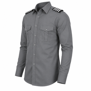 Camisa de Uniforme de Seguridad Gris para Hombre, Estilo Polo, Manga Larga, Cuello Camisero, Sólida, Transpirable, Poliéster/Algodón, Fusión sin Costuras - Product Image 2