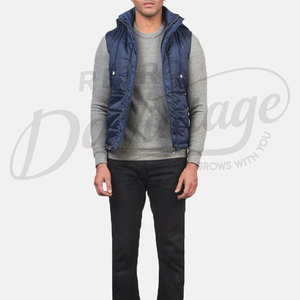 Chaleco Acolchado con Capucha Azul Marino Personalizado para Hombre, Chaleco Acolchado Cálido de Invierno, Chaqueta sin Mangas Impermeable para Hombre - Product Image 4