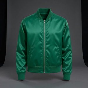 Chaqueta Bomber de Satén con Cuello Alto Bordado Personalizado para Hombre, Ropa de Invierno, Chaqueta de Satén Transpirable con OEM ODM - Product Image 6
