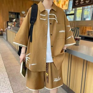 Conjunto Deportivo de Verano para Hombre, Talla Grande, Diseño Floral, Mezcla Sintética, Corte Holgado, Camiseta de Manga Corta y Pantalones Cortos, Fabricación OEM Personalizada - Product Image 2