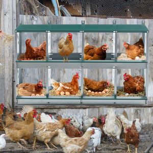 Nido per Pollame in Metallo a 8 Scomparti, Grande Cassetta di Nidificazione Ventilata per Galline Ovaiole, Montaggio a Parete - Product Image 6