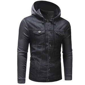 Men's Color Blocking Denim <b>Jacket</b> <b>White</b> Black Half Turn-down Collar Casual Washed Cotton Regular Fit Autumn Style - Product Image 2