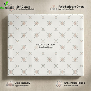 Juego de Sábanas de Algodón Puro, Tamaño Super King 120x120* |   Lino Transpirable con Estampado Geométrico Pastel y 2 Fundas de Almohada con Acabado Suave - Product Image 5