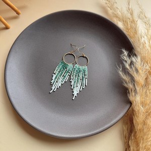 Bohemian Tassel <b>Drop</b> Earrings Gold Plated Alloy Beaded Fringe Women's Party Jewelry Gradient Design Fashion Statement Piece - Product Image 5