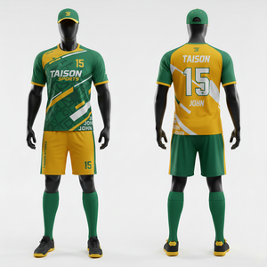 Uniforme de handball pour hommes, 150 GSM, polyester premium, sublimation, panneau contrastant vert et jaune, logo d'équipe personnalisé, uniforme de handball - Product Image 6