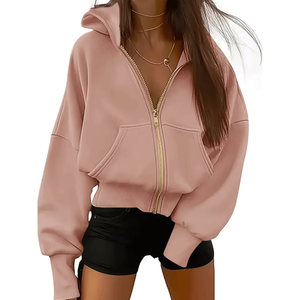 Sweat-shirt à capuche pour femme de qualité supérieure, respirant, à fermeture éclair sur le devant, imprimé sur mesure, manches longues, streetwear décontracté d'hiver - Product Image 5