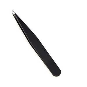 แหนบดึงขนตาสแตนเลสแบบแม่นยำ ปลายเรียบ สีดำ - Product Image 1