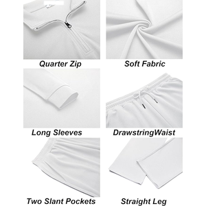 Men's <b>White</b> Quarter-Zip Knitted <b>Tracksuit</b> Set Casual Autumn Wear Breathable Solid Color Long Sleeve Pants and Top - Product Image 4