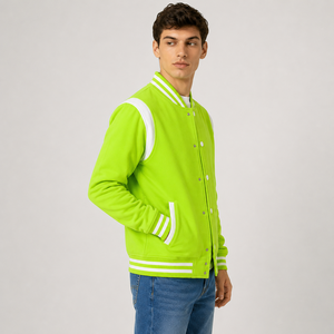 Stylish <b>Canvas</b> Varsity Jacket Offering Breathable Comfort Smooth Texture Timeless Athletic Charm Casual Street Inspired Winter - Product Image 4