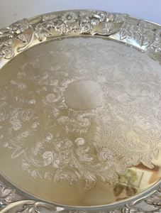 Assiettes de présentation classiques modernes en aluminium gaufré faites à la main, finition argent brillant, pour la table de Ramadan, Diwali, Noël, Nouvel An - Product Image 2