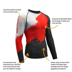 Men's Full Sleeve Rash Guard Black With Red Yellow Dragon Print Quick Dry Polyester <b>Compression</b> <b>Shirt</b> - Product Image 4