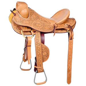 Silla de montar western de cuero para caballo, con herrajes de madera niquelados personalizados, para carreras de sendero. Precio al por mayor disponible. - Product Image 1