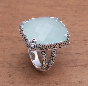 Natural Blue Chalcedony Ring 925 Sterling Silver Handmade <b>Statement</b> Gemstone Jewelry for Women - Product Image 4