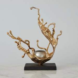 Sculpture Abstraite en Laiton et Aluminium, Art Décoratif en Métal, Statue d'Hôtel, Figurine d'Art Métallique, Décoration de Table pour la Maison - Product Image 1