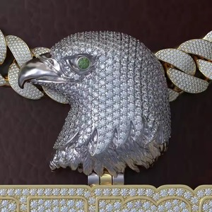 Pendentif Tête d'Aigle en Moissanite, Argent 925 Plaqué Or Rhodié, Micro-Pavé, Coupe Ronde, Charme Thème Luxe, Pendentif Quotidien - Product Image 3