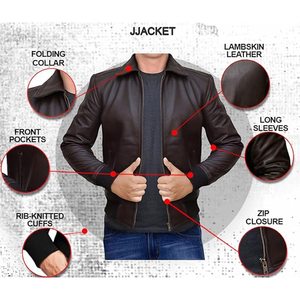<b>Men</b> Premium <b>Leather</b> Motorcycle <b>Jacket</b> Slim Fit Biker Style Zip Front Zipper Pockets Custom Logo Winter Fashion Outerwear OEM - Product Image 6