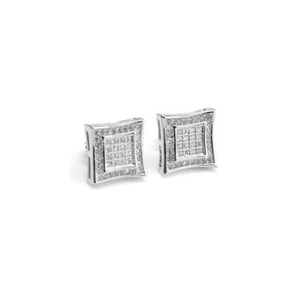 10K White Gold 0.50 CTW Prong Set Square Real Diamond Stud <b>Earrings</b> for Women | Screw Back Secure <b>Earrings</b> | <b>Fine</b> Jewellery Gift - Product Image 2
