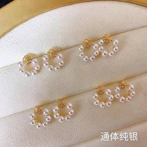 Boucles d'oreilles pendantes fines pour femmes en argent pur S925, perle d'eau douce Tiktok, multi-perles, bijoux complets - Product Image 3