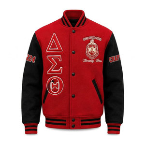 Chaqueta Universitaria Delta Sigma Theta Roja y Negra con Letras Bordadas, Logotipo del Capítulo, Diseño Devastating Divas, Ropa Casual Urbana para Hombre - Product Image 2
