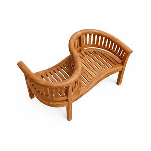 Banc de jardin classique en teck massif élégant et de qualité supérieure, avec dossier incurvé en S, pour l'extérieur, avec accoudoirs, pour hôtel, terrasse ou parc - Product Image 3