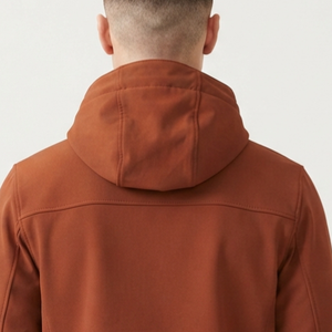 Men's Hooded Fleece Jacket Solid Color Zipper Closure Windproof Casual Outerwear Regular Fit Polyester <b>Shell</b> Autumn Wear - Product Image 5