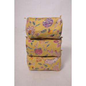 Bolsa de maquillaje con estampado floral de algodón, bolsa de cosméticos para mujer, bolsa de almacenamiento con cremallera, organizador de artículos de tocador de viaje - Product Image 1