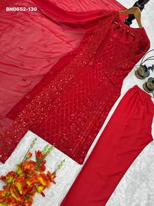 Conjunto de Kurti-Pantalón y Dupatta de Georgette Sintética de la Mejor Calidad con Bordado, Tendencia para Fiestas, Proveedor Étnico de Surat - Product Image 4