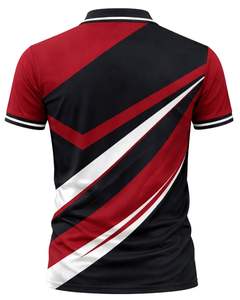 เสื้อโปโลชายสีแดงดำแบบกำหนดเอง แขนสั้น ตัดต่อสีตัดกัน สวมใส่สบาย ระบายอากาศได้ดี ผลิตจากโพลีเอสเตอร์ เหมาะสำหรับกีฬากอล์ฟ เทนนิส และเป็นชุดยูนิฟอร์ม - Product Image 2
