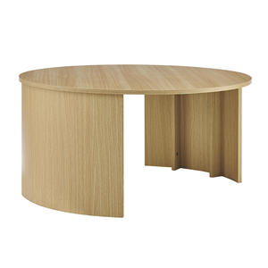 Modern Light Luxury Solid Wood Round <b>Coffee</b> <b>Table</b> With Curved Wood Design For Hotel Living Room Apartment Home Lounge - Product Image 4