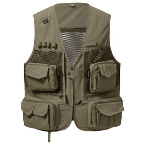 Gilet de pêche unisexe personnalisé noir, respirant, léger, en polyester avec fermeture éclair et col en V pour l'extérieur - Product Image 4