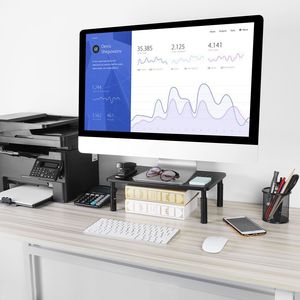 Support de bureau réglable en 3 hauteurs avec trous de ventilation pour moniteur et accessoires de vaisselle - Product Image 5