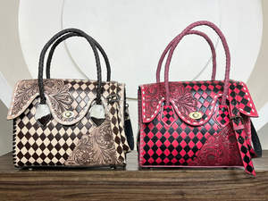 Sac à bandoulière de luxe 2026 en cuir véritable de vachette, style occidental, motif à carreaux, fait main, nouveau sac fourre-tout pour femme - Product Image 4