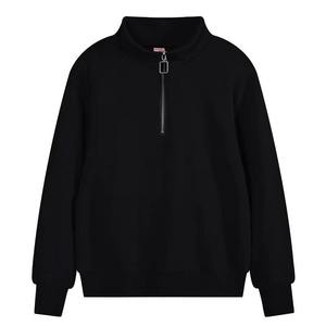 Red Half <b>Zip</b> Sweatshirt Unisex <b>Quarter</b> <b>Zip</b> Pullover Stand Collar Waffle Textured Cotton <b>Sweater</b> Streetwear Top - Product Image 3