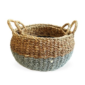 ชุดตะกร้าหวายทะเล 2 ใบ สีธรรมชาติและสีครึ่งเฉดแบบสั่งทำ ตะกร้าเก็บของทำมือ ขายส่ง เป็นมิตรกับสิ่งแวดล้อม ผลิตในเวียดนาม - Product Image 3