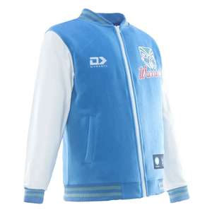 Veste universitaire bleue pour homme Dynasty avec logo brodé Warriors, col rabattable, fermeture éclair sur le devant, style décontracté - Product Image 4