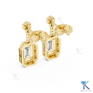 ต่างหูเพชรแล็บโกรว์ทรงเอ็มเมอรัลด์แบบแปดเหลี่ยมประดับด้วยโอลา 18K ทองคำแท้ เครื่องประดับผู้หญิงสุดหรูทันสมัย ของขวัญวันครบรอบแต่งงาน - Product Image 4
