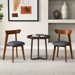 Chaises de salle à manger modernes du milieu du siècle, chaises de cuisine avec siège rembourré confortable et structure élégante en bois de caoutchouc - Product Image 2