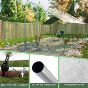 Grande metallo esterno Walk-In pollaio zincato filo resistente UV copertura impermeabile gabbia per pollame per gallina coniglio animali da fattoria - Product Image 6