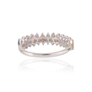 แหวนเงินแท้ 925 ประดับพลอยแซฟไฟร์หลากสีทรงมาร์คีส์ ดีไซน์แบบ Eternity Band ราคาขายส่ง - Product Image 6