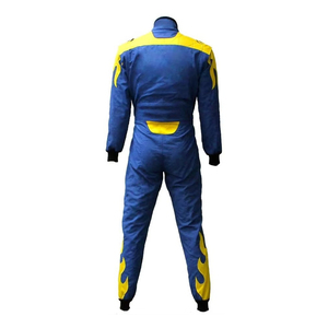 Traje de Carreras Ignífugo Azul de Manga Larga con Estampado de Llamas Amarillas para Hombre, Ropa de Carreras de Motos y Automóviles para Adultos - Product Image 4