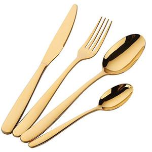 Wholesale Modern Luxury Gold Plated Stainless Steel Cutlery Set Mirror Polished Knife Fork Spoon <b>Flatware</b> for Hotel and Home - Product Image 1