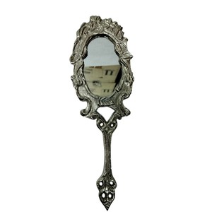 Vintage Hand <b>Mirror</b> Antique Brass Style Handheld <b>Mirror</b> with Ornate Decorative Frame Portable Small Oval Vanity <b>Mirror</b> - Product Image 4
